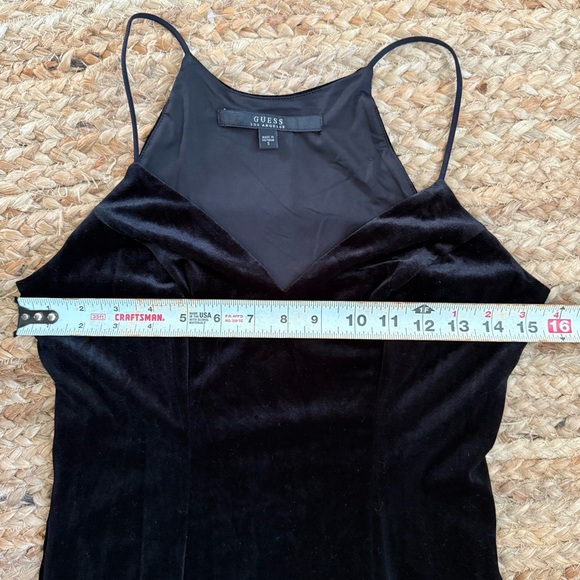 Guess Small Black Velvet 90s Witchy Goth Spaghetti Strap Dress - Picture 4 of 7
